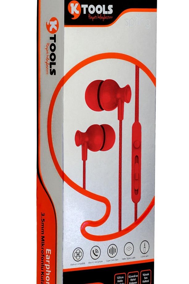 Spring Stereo Kablolu Mikrofonlu Kulaklık 120 Cm Kırmızı - 2