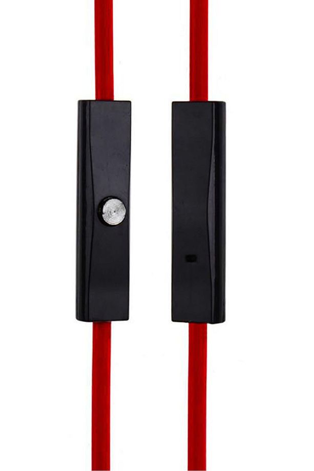 Mikrofonlu Çift Taraflı Aux Kablosu 3.5 mm Altın Uçlu Jak - 120 cm Kırmızı - Al2455 - 2