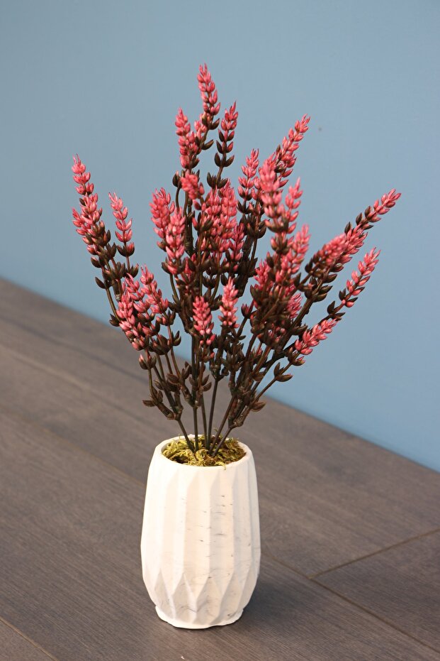 Artificial Spike in Concrete Vase 35 Cm Fuchsia