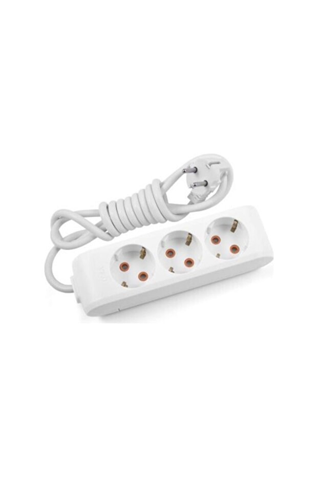 مقبس مؤرض مقاوم للأطفال باللون الأبيض بطول 5 أمتار - كابل ثلاثي متعدد الاستخدامات - 1