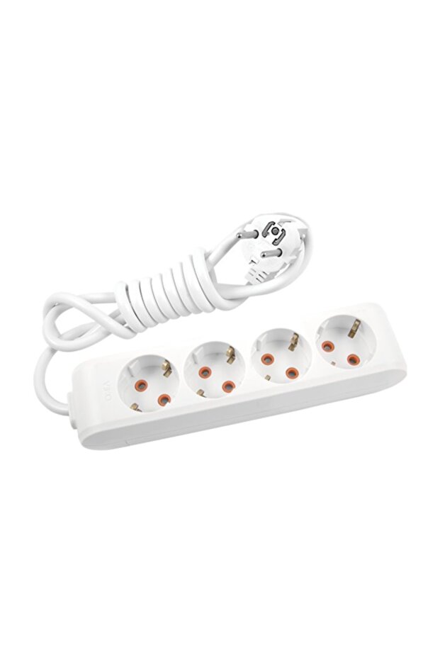 مقبس رباعي متعدد الطرق مع كابل أرضي بطول 1 متر (مقاوم للأطفال) - 1