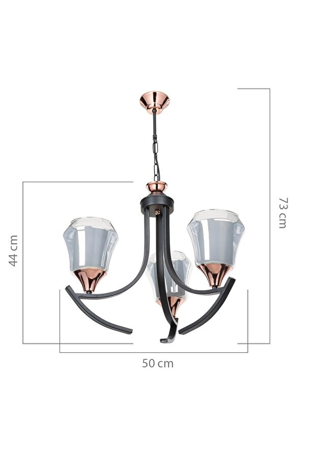 Celena 3Lü Füme Cam Avize - 4