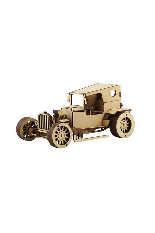 3D Ahşap T-bucket Nostaljik Araba Maketi 144 Parça - 1