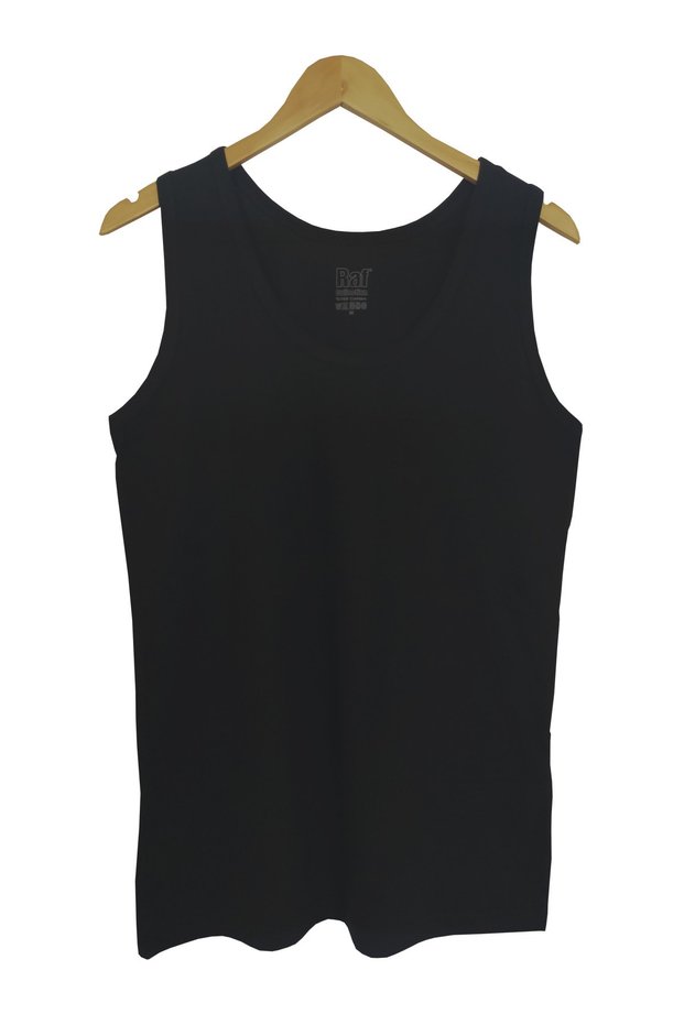 Unisex Siyah Basic Askılı T-shirt