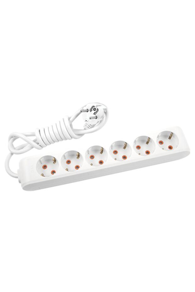Multi-Let 6-Plus Grounded 2 Meter Socket (White) - 1