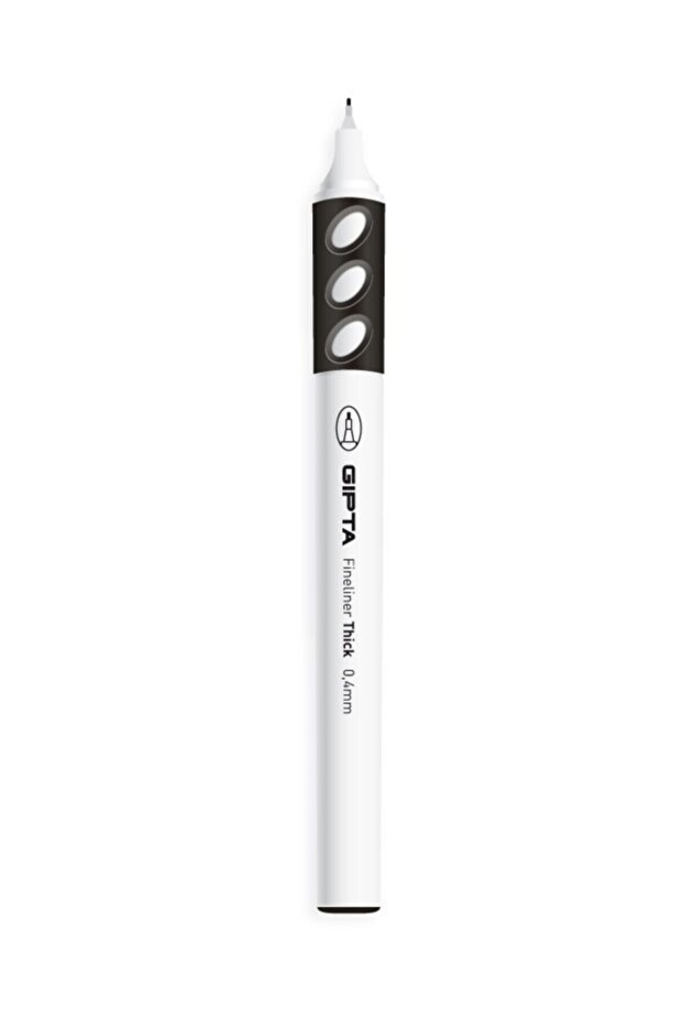 قلم Fineliner ذو طرف لباد رفيع سميك 0.4 مم جسم دائري أسود (12 عبوة) K690001