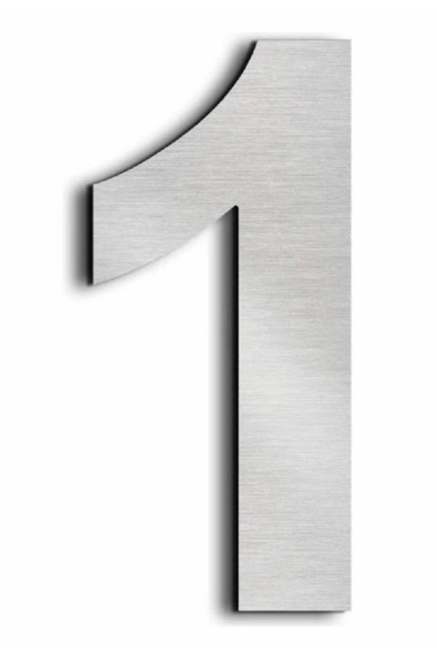 Paslanmaz Çelik Kapı Numarası 15 Cm No 1, Kendinden Yapışkanlı Kapı Numarası Arial Yazı Tipi - 1