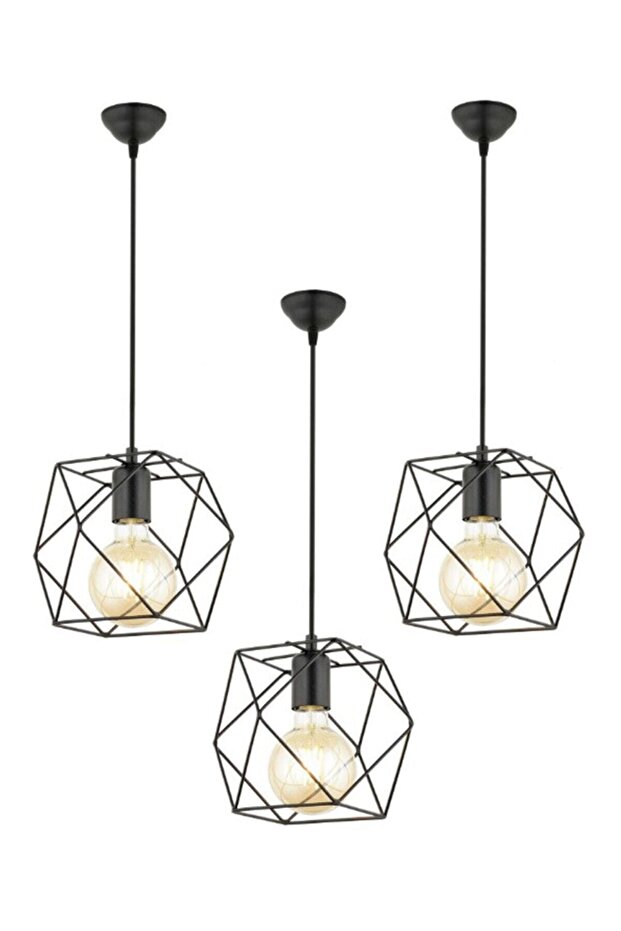 3 Adet Siyah Trend Avize - 1