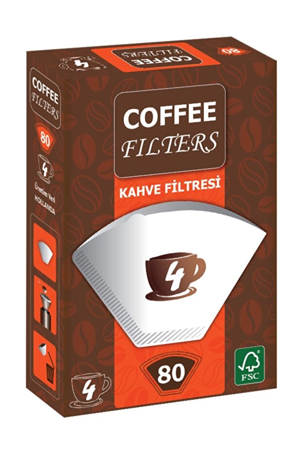 Coffee Filters Filtre Kahve Kağıdı 1/4 4 Numara 80'li Paket White - 1