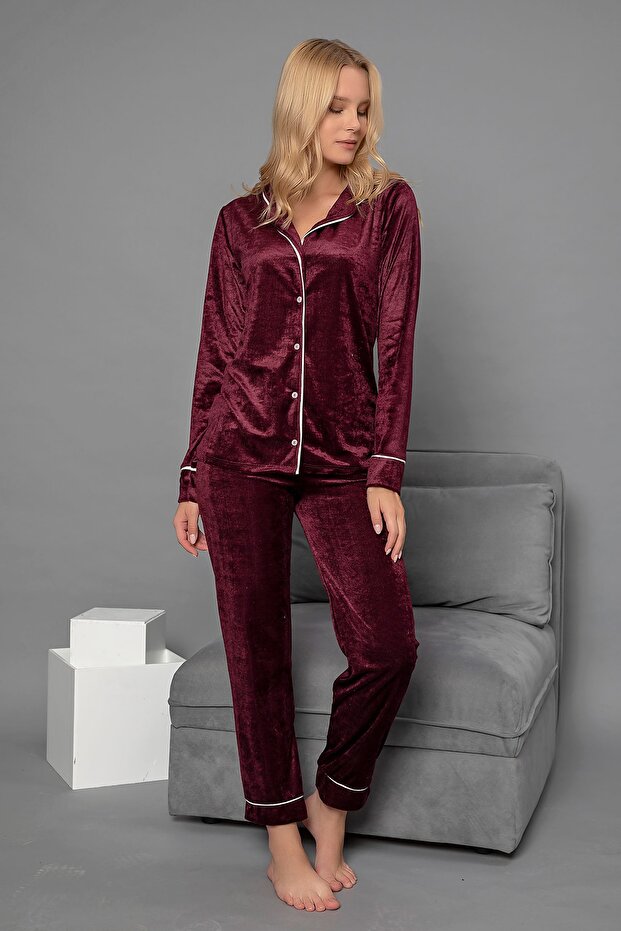 DÜĞMELİ KADİFE PİJAMA TAKIM - 2