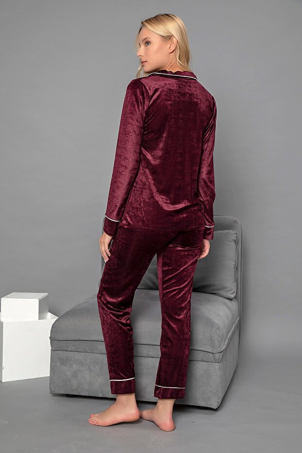 DÜĞMELİ KADİFE PİJAMA TAKIM - 3