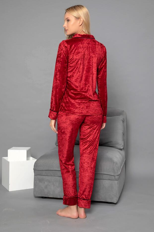 DÜĞMELİ KADİFE PİJAMA TAKIM - 3