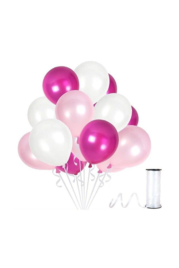 White Fuchsia Baby Pink Metallic Pearlescent Balloon 30 Pieces