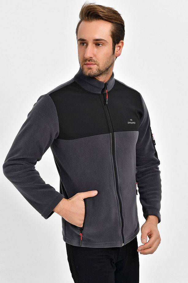 Erkek Antrasit Büyük Beden Polar Ceket Göğsü Softshell Kumaş - 3