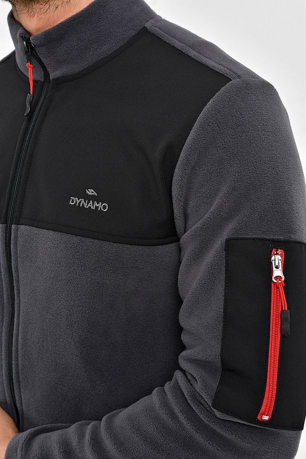 Erkek Antrasit Büyük Beden Polar Ceket Göğsü Softshell Kumaş - 4