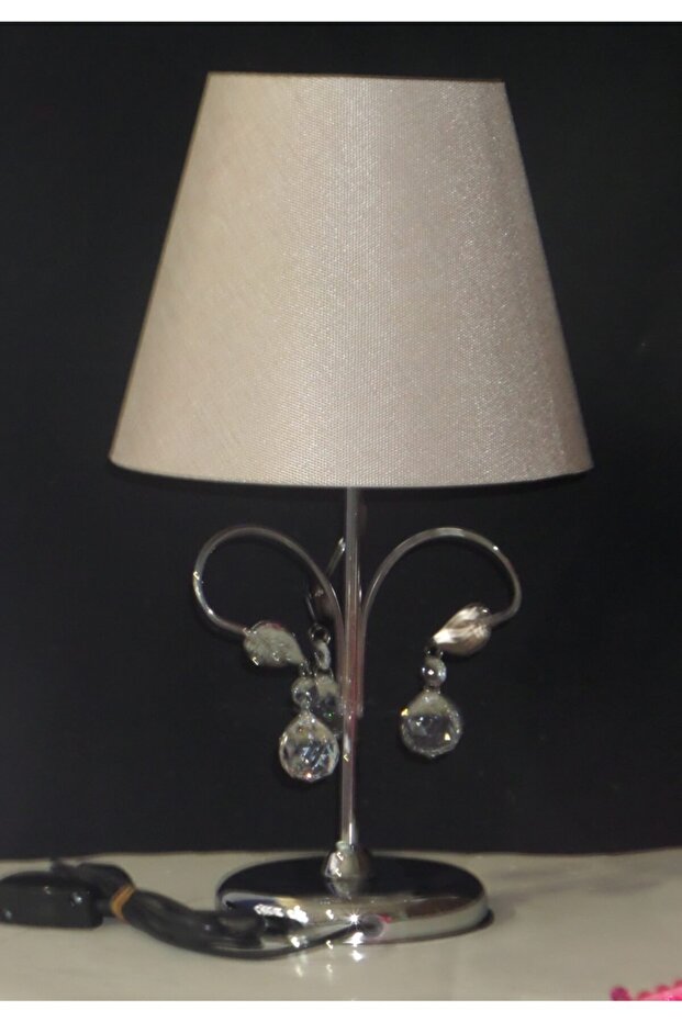 Leafy Stone Bedroom Lampshade with Light Brown Headboard