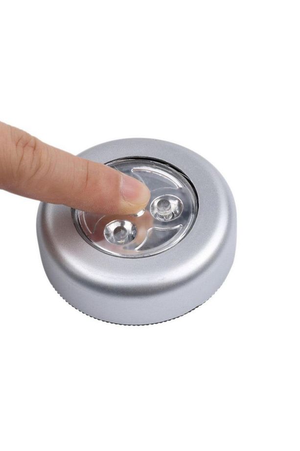 2 adet Kablosuz Spot Pilli Dokunmatik Led Lamba 3 Ledli Dolap Lambası - 3