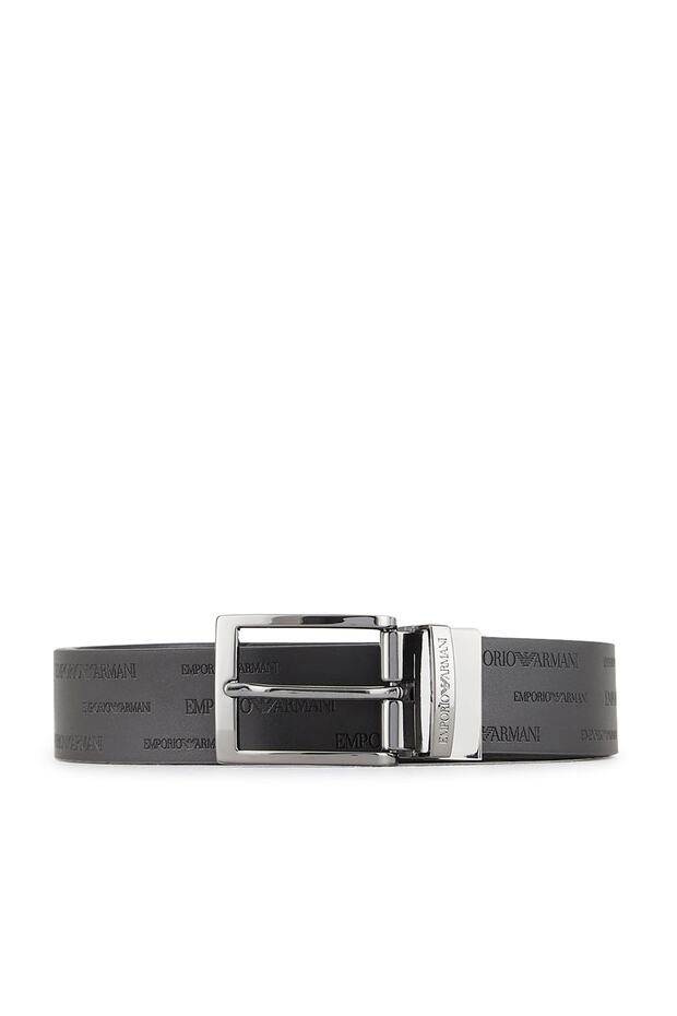 Men's Black Genuine Leather Logo Printed Belt Y4s426 Ytu5j 88045