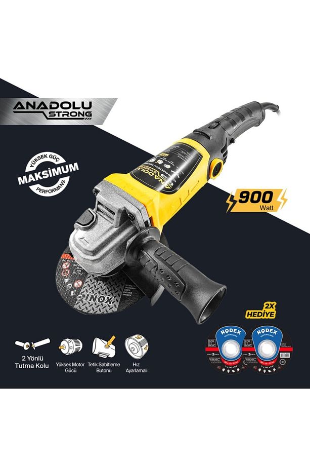 Devir Ayarlı Spral Taşlama Makinası Avuç İçi Taşlama 115 mm 2 Adet Disk Dm803 - 4