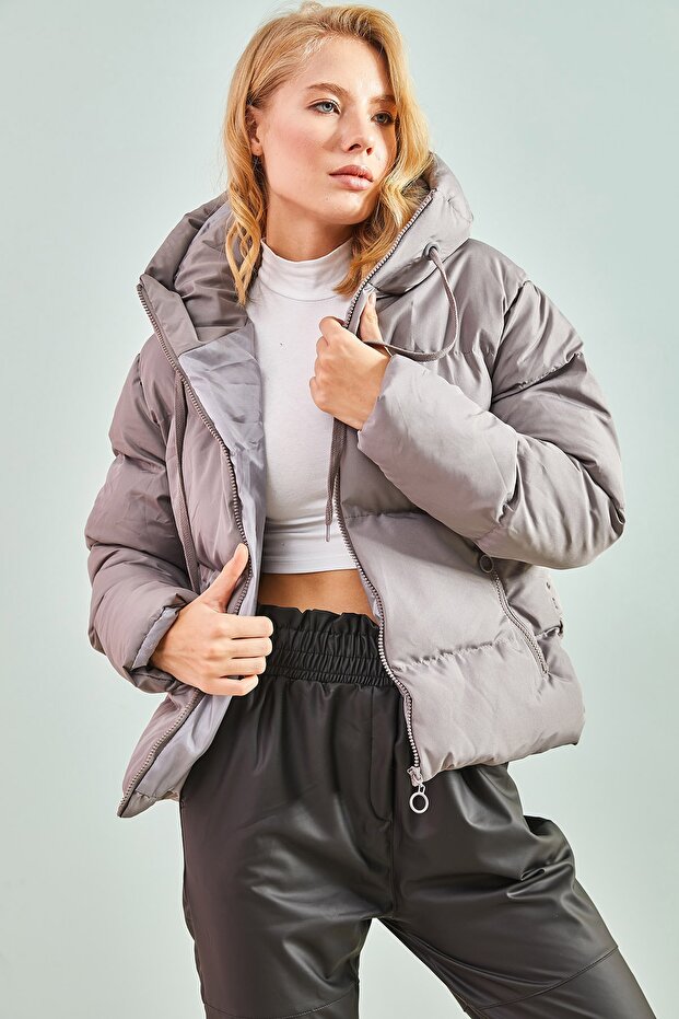 Dámský Puffer Coat s kapucí - 2