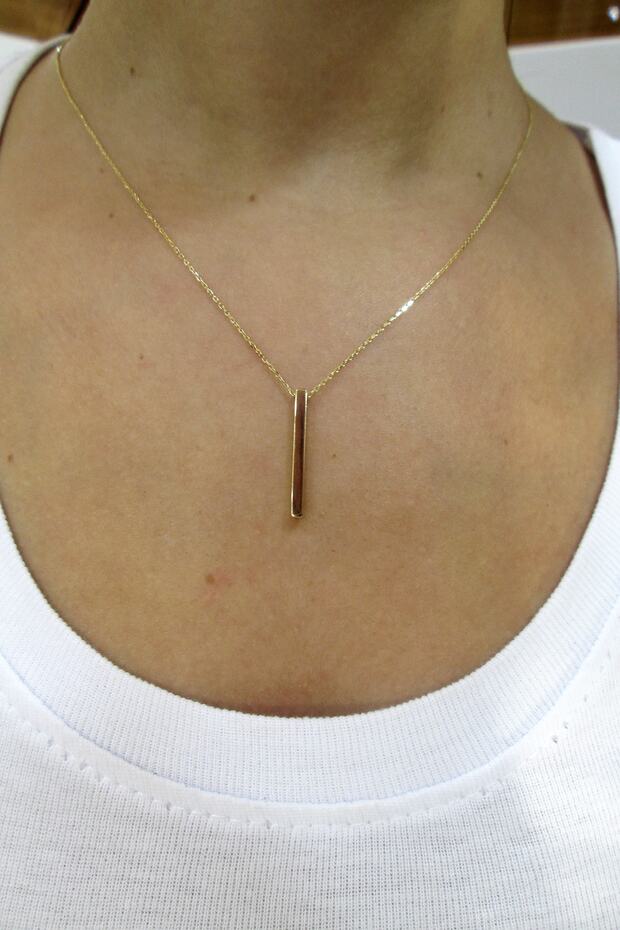 14 Ayar Altın Çubuk Kolye - 2