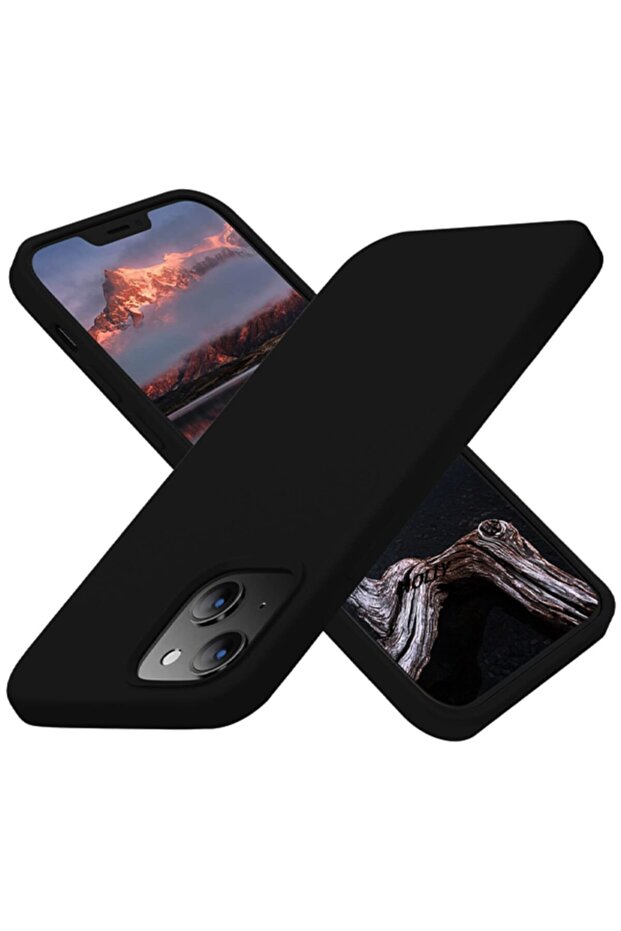 حافظة سيليكون سائلة سوداء متوافقة مع هاتف آيفون 13 - 1