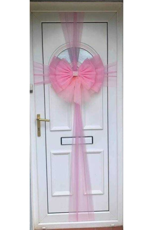Pembe Pratik Kapı Tülü + Kapı Süsü Aksesuar - 1