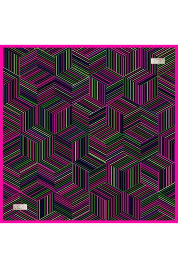 Sura Silk Scarf Ist Fuchsia Stripe Pattern 2047 - 06