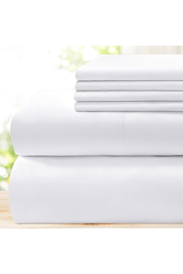 King Size Sheets Set White - Super Soft Cooling Bed Sheets with Deep Pockets Hotel Luxury, 1800 Thre