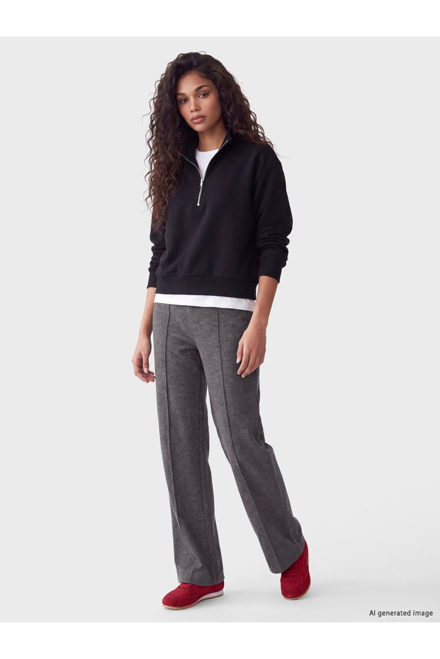 XSIDE Anthracite Brioche Knit Straight Standard & Regular Wide-Leg Women's Pants—The ALITA CITY Difference