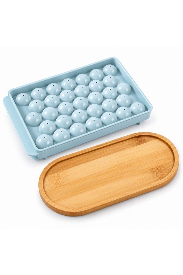 Icy Invitation – Round Ice Cube Tray and Bamboo Serving Tray Set