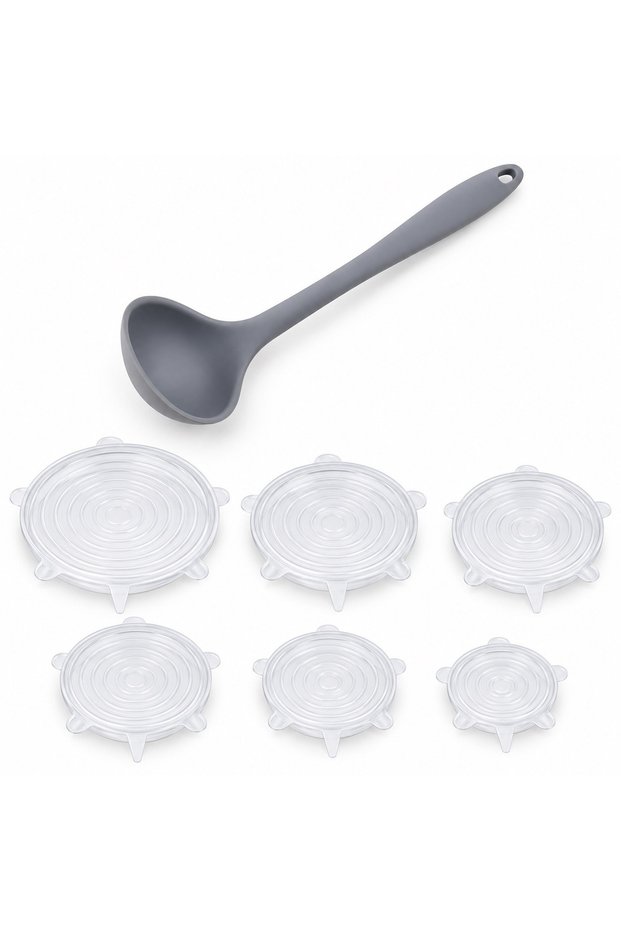 Hidden Delight – Silicone Soup Ladle and Silicone Lids Set