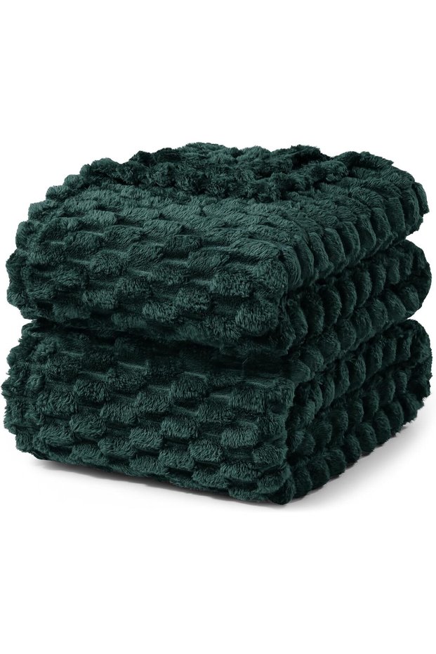 3D Fleece Twin Size Blanket for Bed, Forest Green