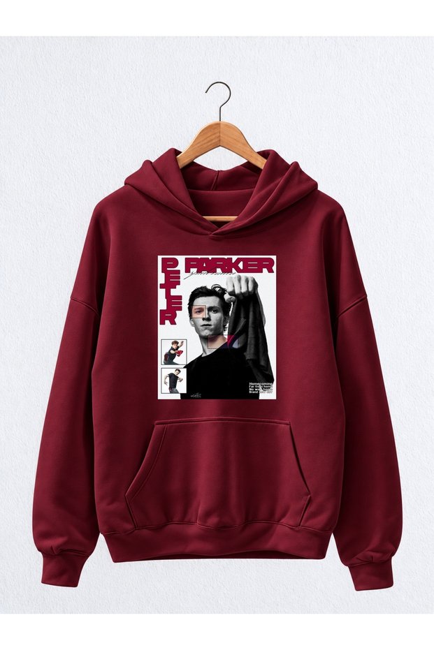 Premium Oversized Hooded 3-Ply Cotton Sweatshirt with Peter Parker Print