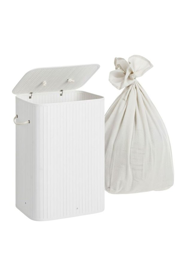Bamboo laundry bin with lid
