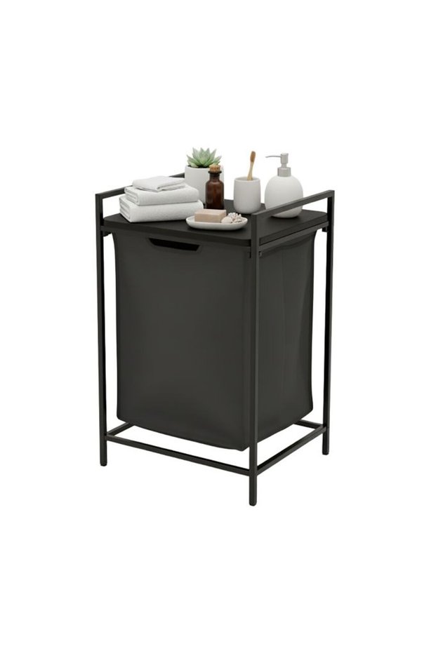 Laundry bin with shelf
