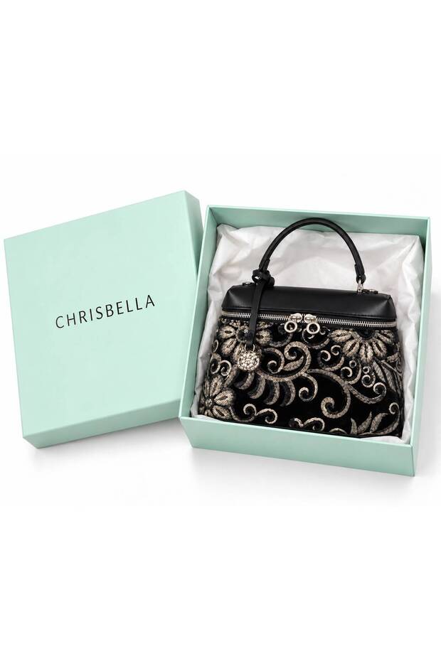 Luxe Embroidered Top Handle Crossbody Bag