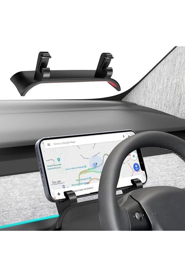 Tesla Model Y 2020-2024 & Model 3 2017-2023 Silicone Phone Mount, Behind Steering Wheel, Black