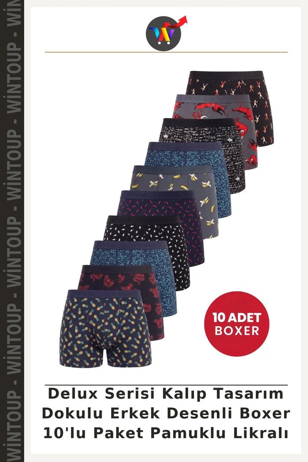 Deluxe Series Textured Men's Boxer Briefs, 10-Pack, Cotton-Stretch Fabric Blend
