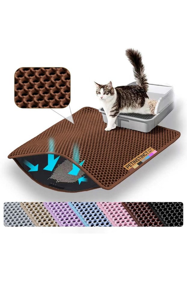 Small Cat Litter Mat, Double Layer Honeycomb Litter Box Mat