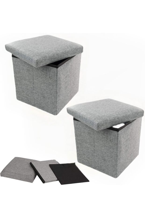 Ottoman Seat Storage Stool, Folding Storage Ottoman Cube, Space-Saving Cube Footrest Seat for Bedroo