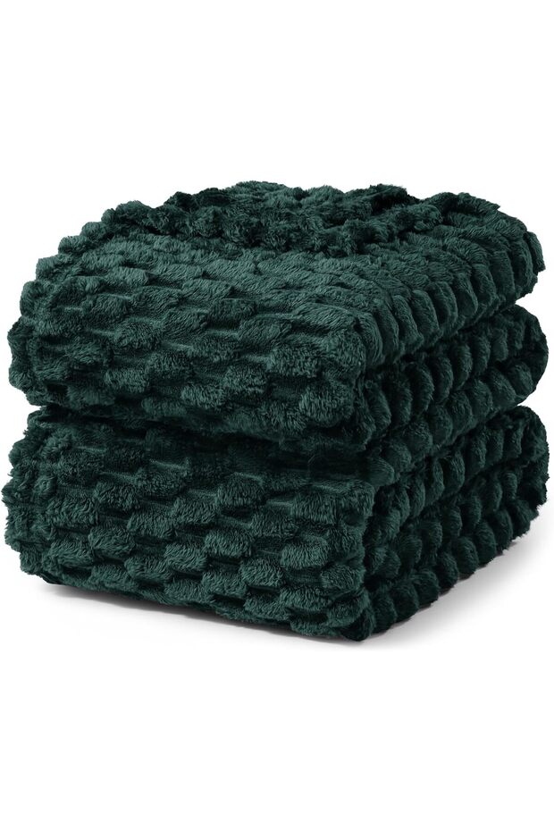3D Fleece King Size Blanket for Bed, Forest Green