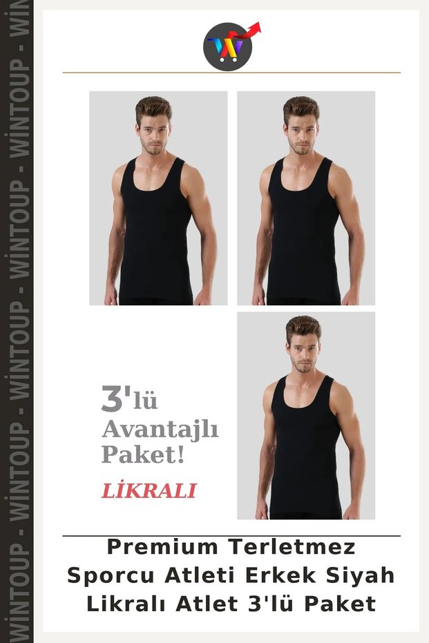 Premium Moisture-Wicking Athletic Tank Top for Men—Black Stretch Fabric Tank Top, 3-Pack