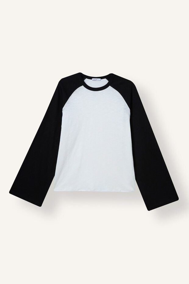 Regular Fit Crew Neck Raglan Long-Sleeve Basic T-Shirt, Black J2196AX26AU