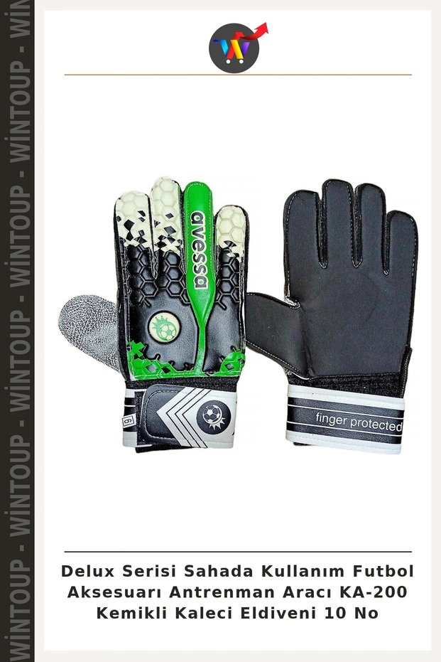 Deluxe Series Field-Use Soccer Accessory Training Tool KA-200 Ribbed Goalkeeper Gloves, Size 10