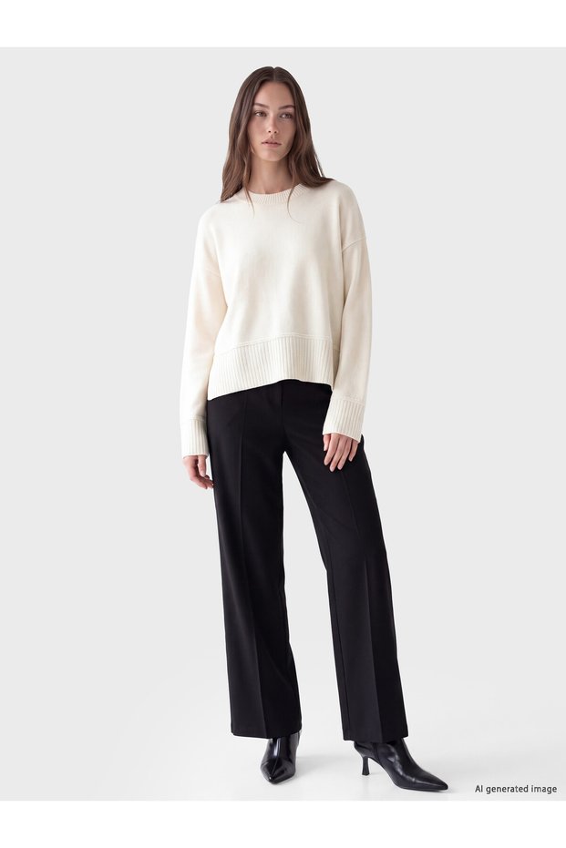LCW Modest Black Straight-Leg Standard & Regular Women's Pants, Featuring the ALITA CITY Touch