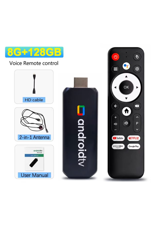 الإصدار السادة R3+ جهاز Android 16 TV Stick بسعة 8 جيجابايت + 128 جيجابايت، مزود بتقنية WiFi 6 وبلوتوث، يدعم البث بدقة 8K/4K UHD، متوافق مع Google Assistant