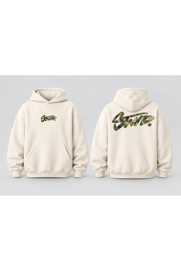 Ecru Oversized Unisex Sweatshirt, 100% Cotton, Thick with a Soft Interior