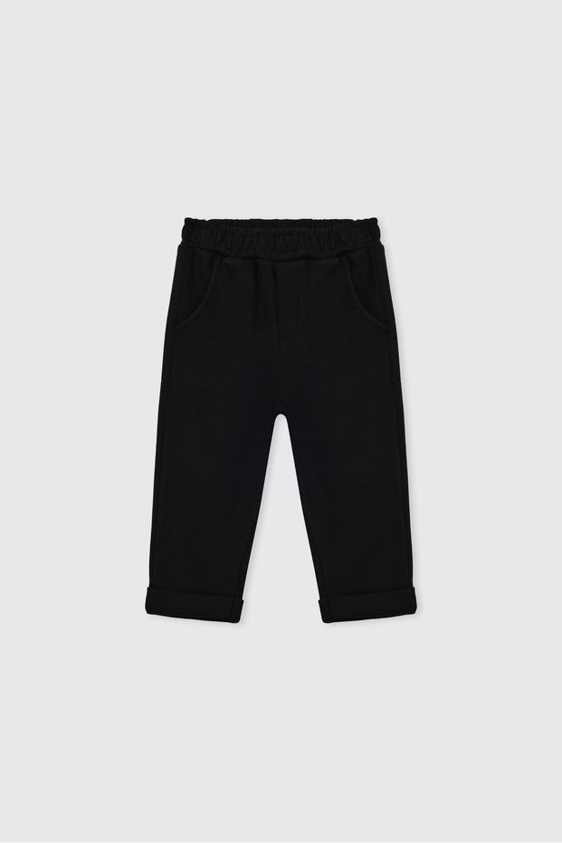 Black Knit Pants with an Elastic Waistband for Baby Boys