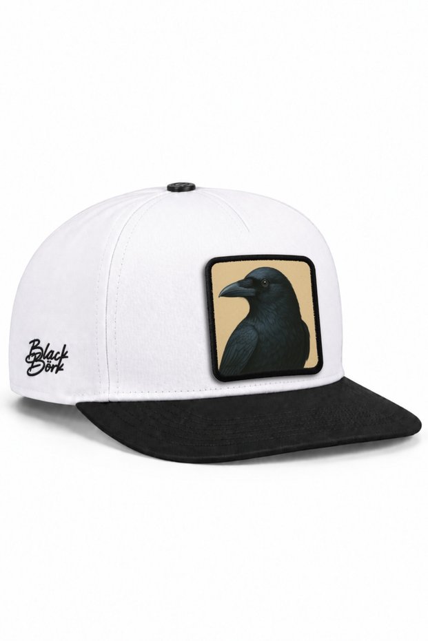 Black-White Hip Hop Hat with Crow Logo